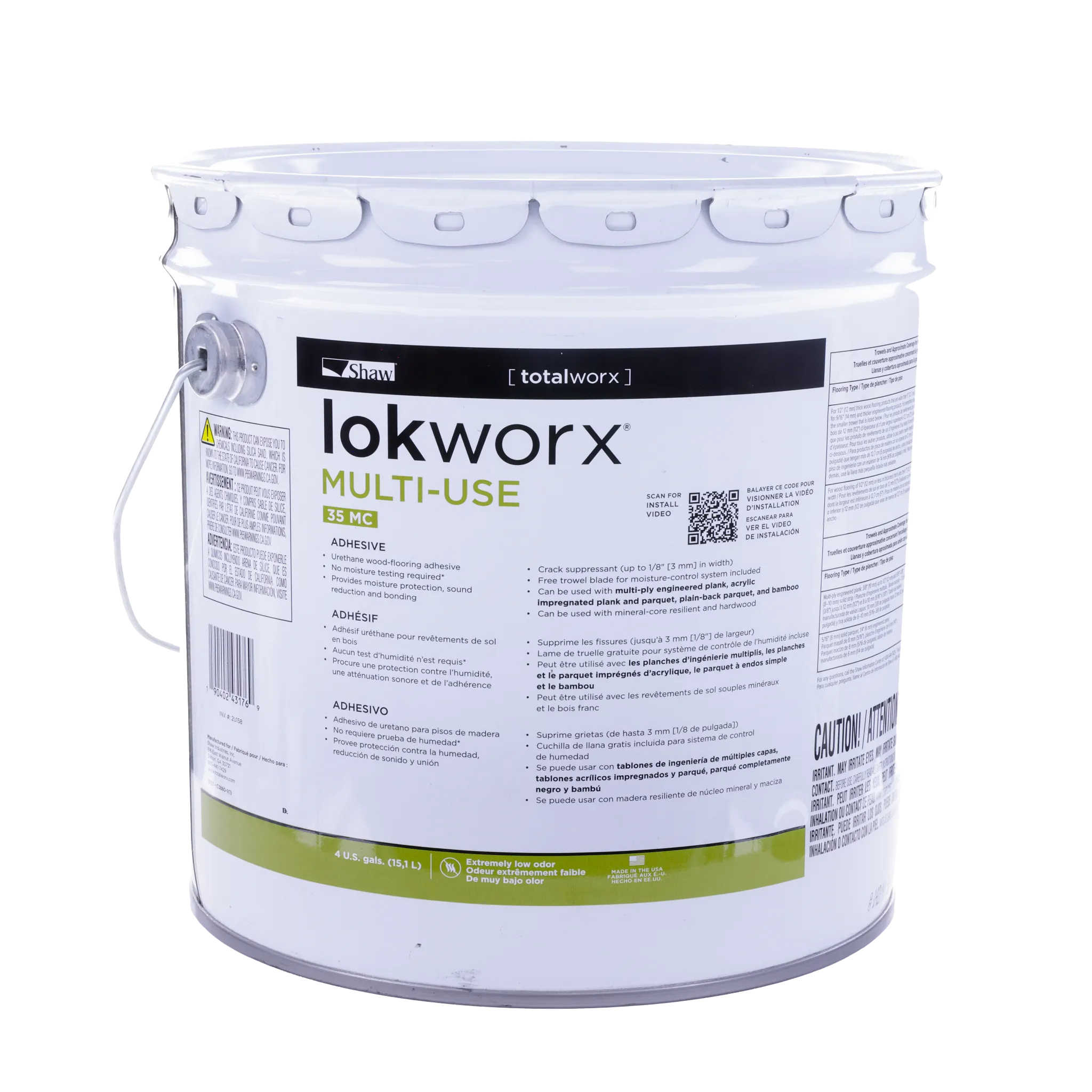 Shaw LokWorx Multi-Use Adhesive 4-gallon bucket for flooring installation