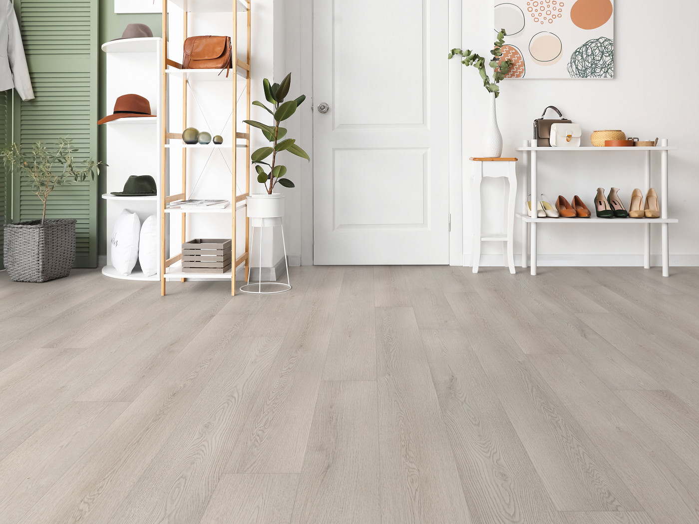 Moonstone Grey flooring, shown in a room