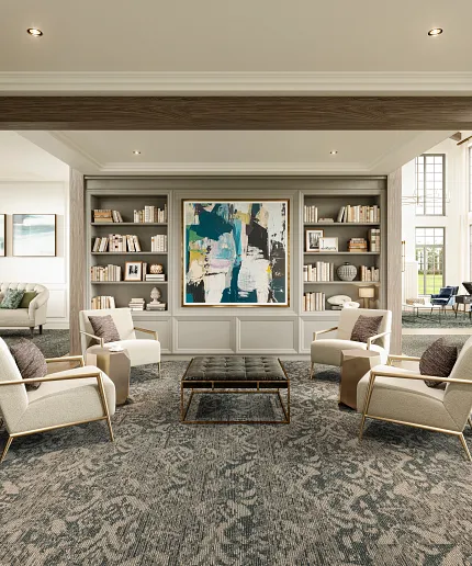 Luxurious Living Room with Commercial Carpet Tile Flooring Lyric in Essay