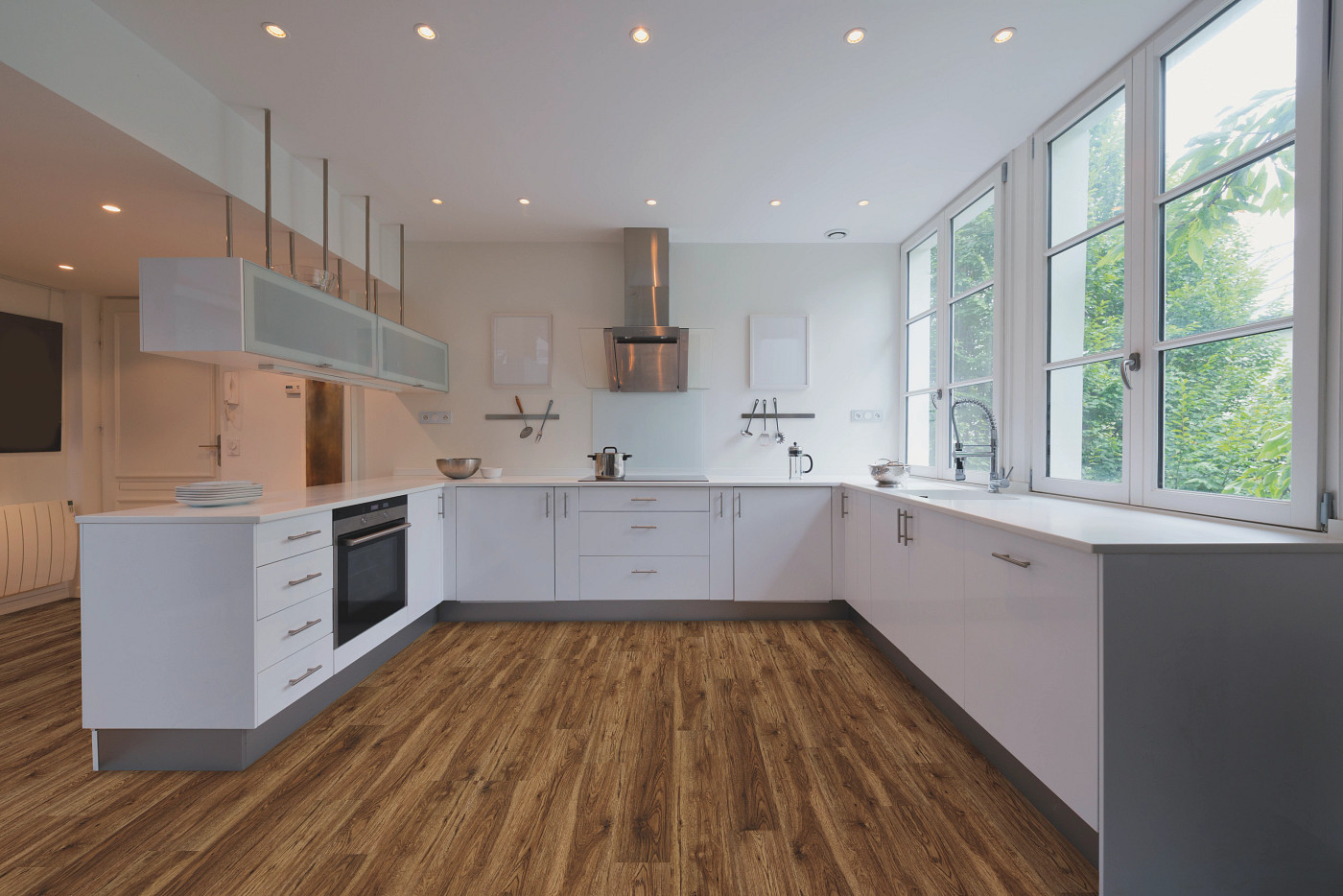 Midway Oak flooring, shown in a room
