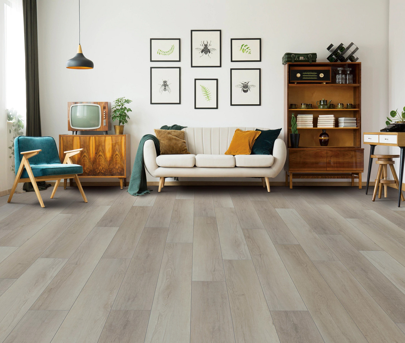 Cambridge Elm flooring, shown in a room