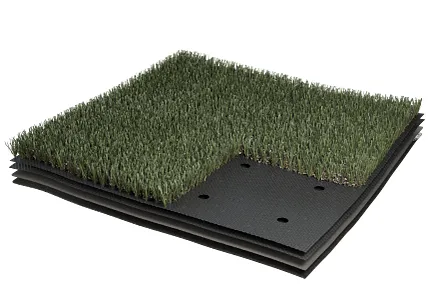 Durable artificial grass flooring for versatile use Artificial grass flooring sample with layered construction