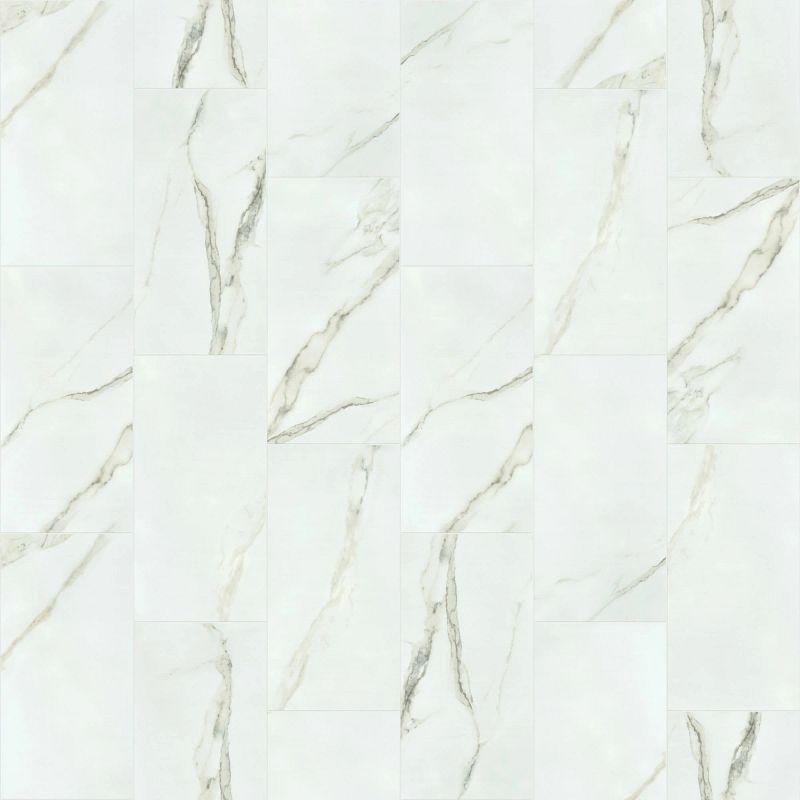 Casino 12x24 Matte porcelain tile in Statuario color, large format flooring option for residential use.