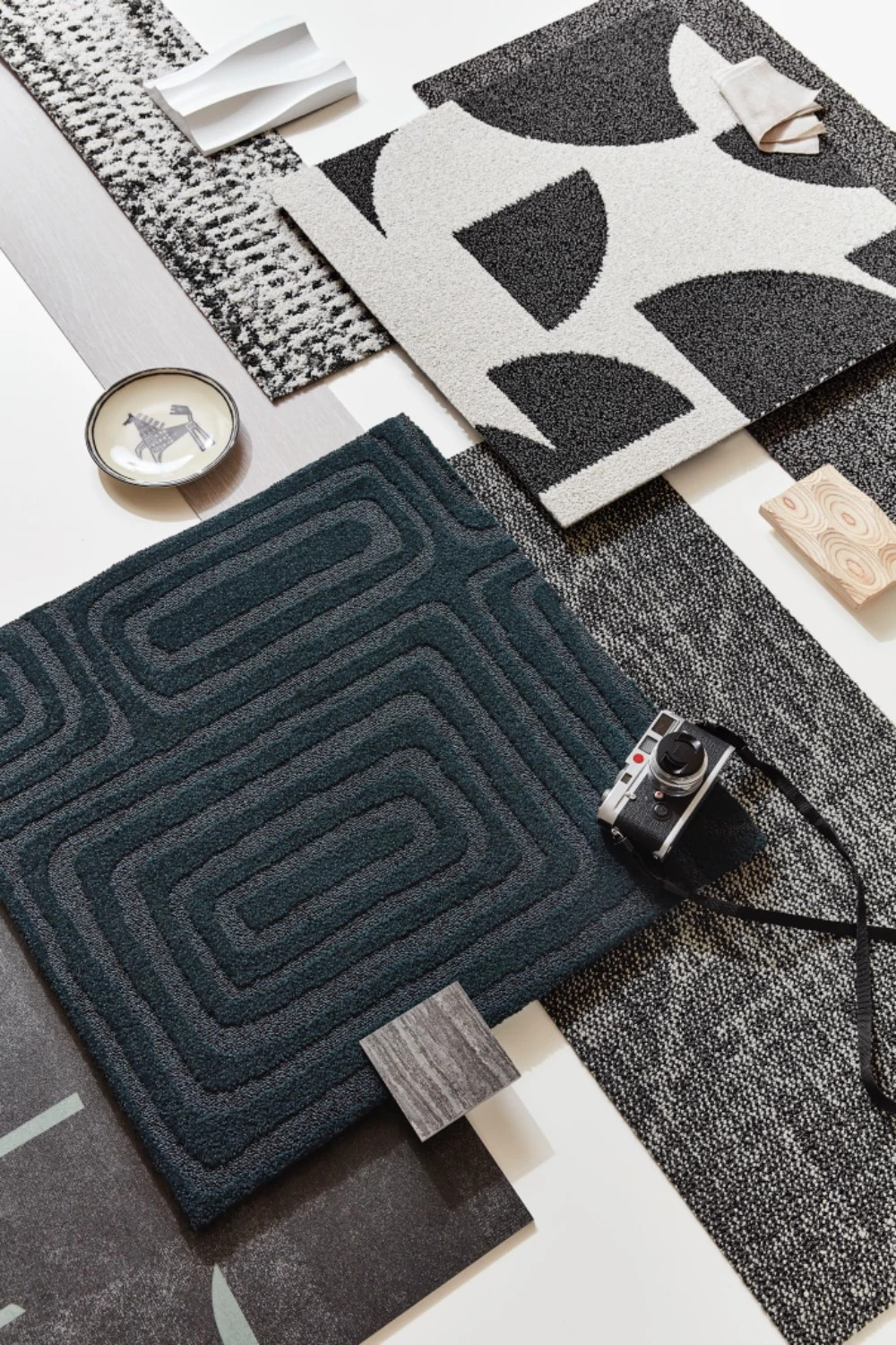 palette with carpet tiles