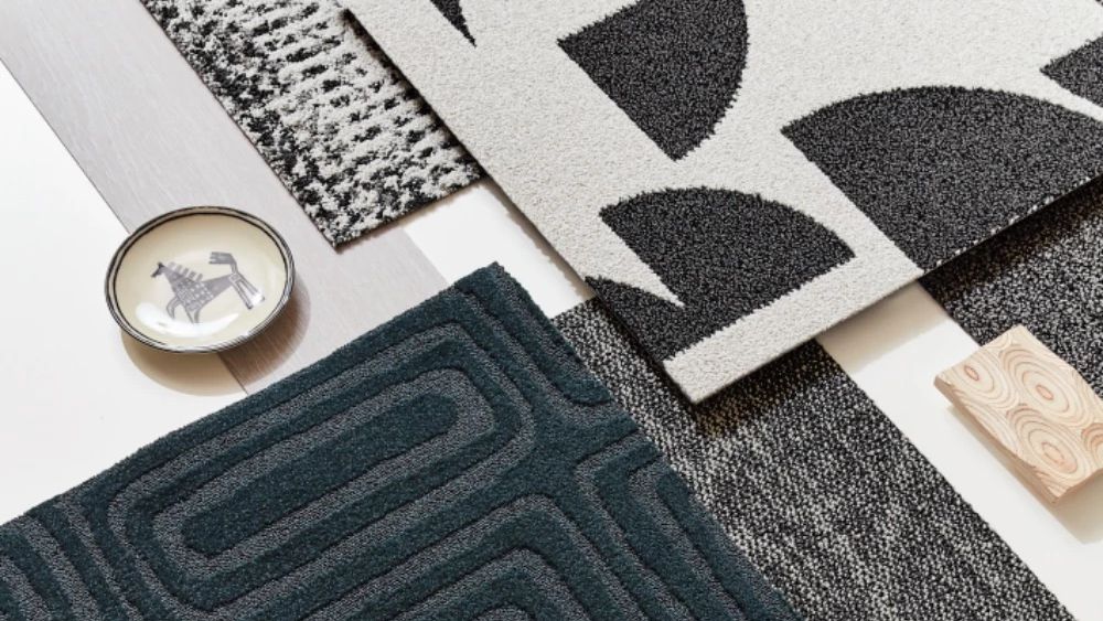 palette with carpet tiles