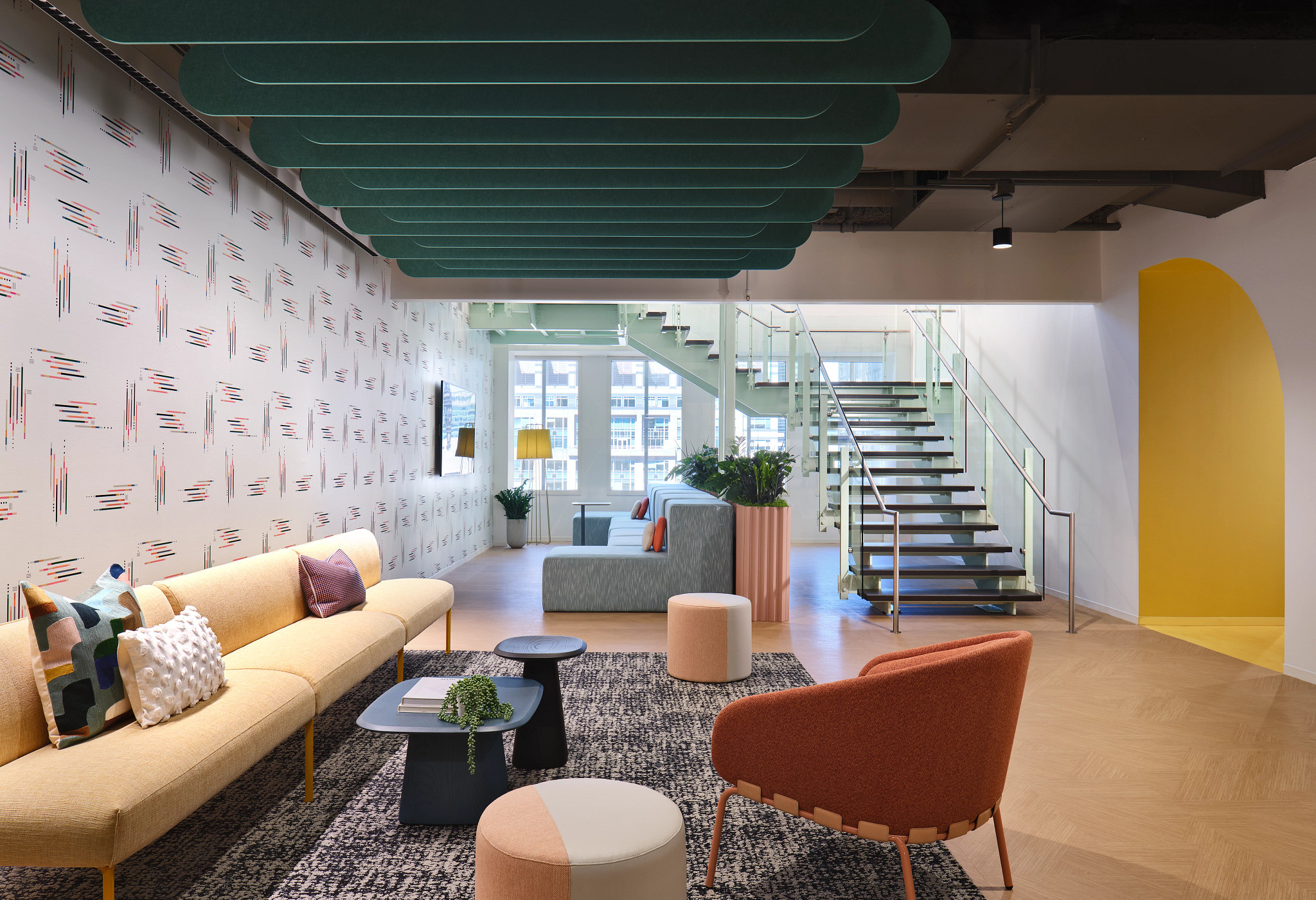 Modern workplace with heavy commercial luxury vinyl tile flooring