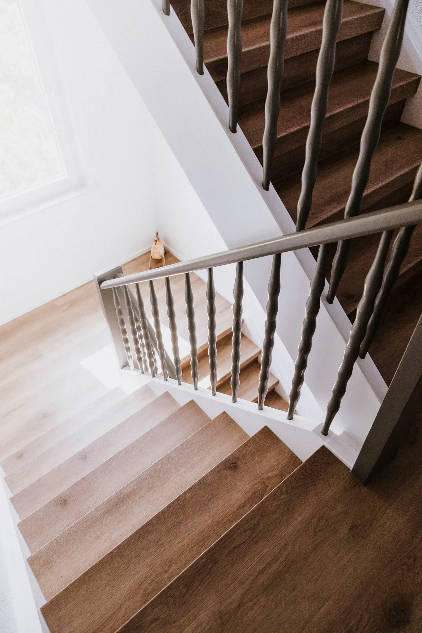 Topview of wooden staircase from Coretec floors