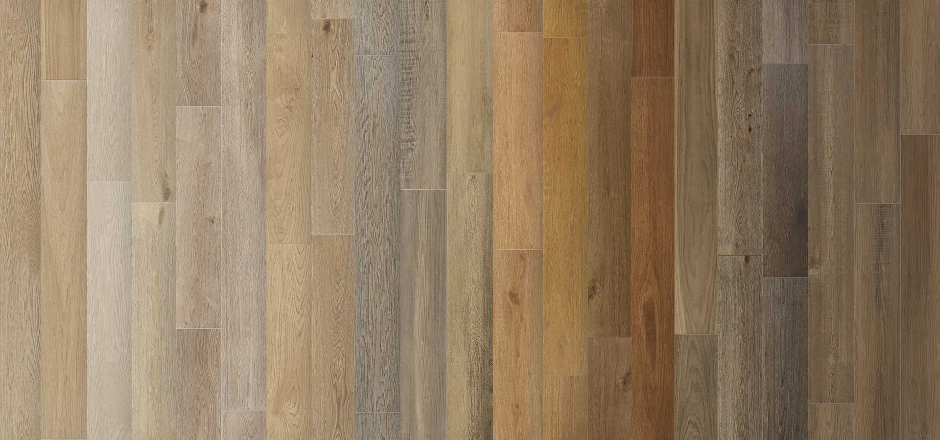 Multi-color wood look luxury vinyl plank flooring swatch featuring shades of beige, grey, brown, and tan