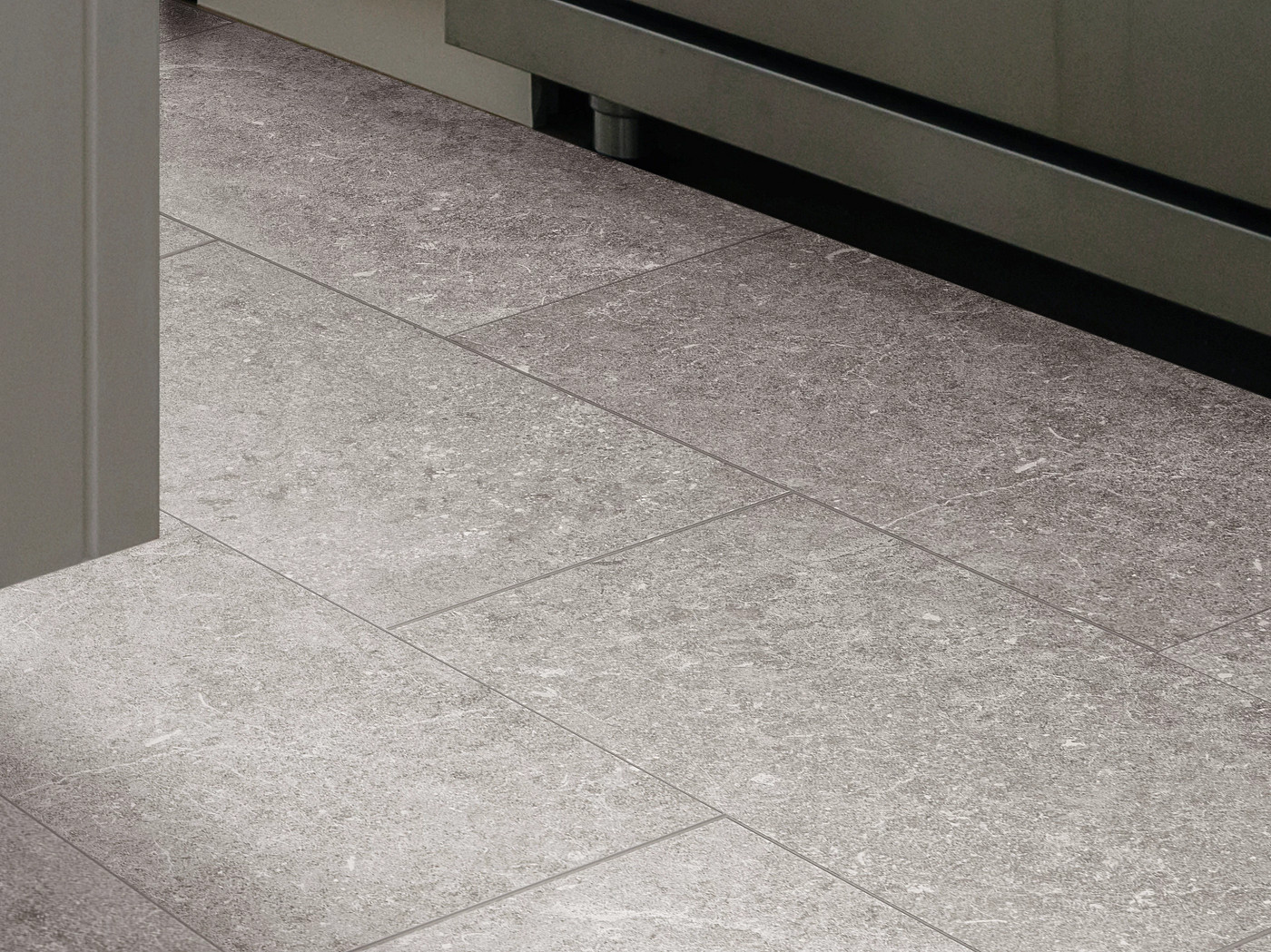 Pewter flooring, shown in a room