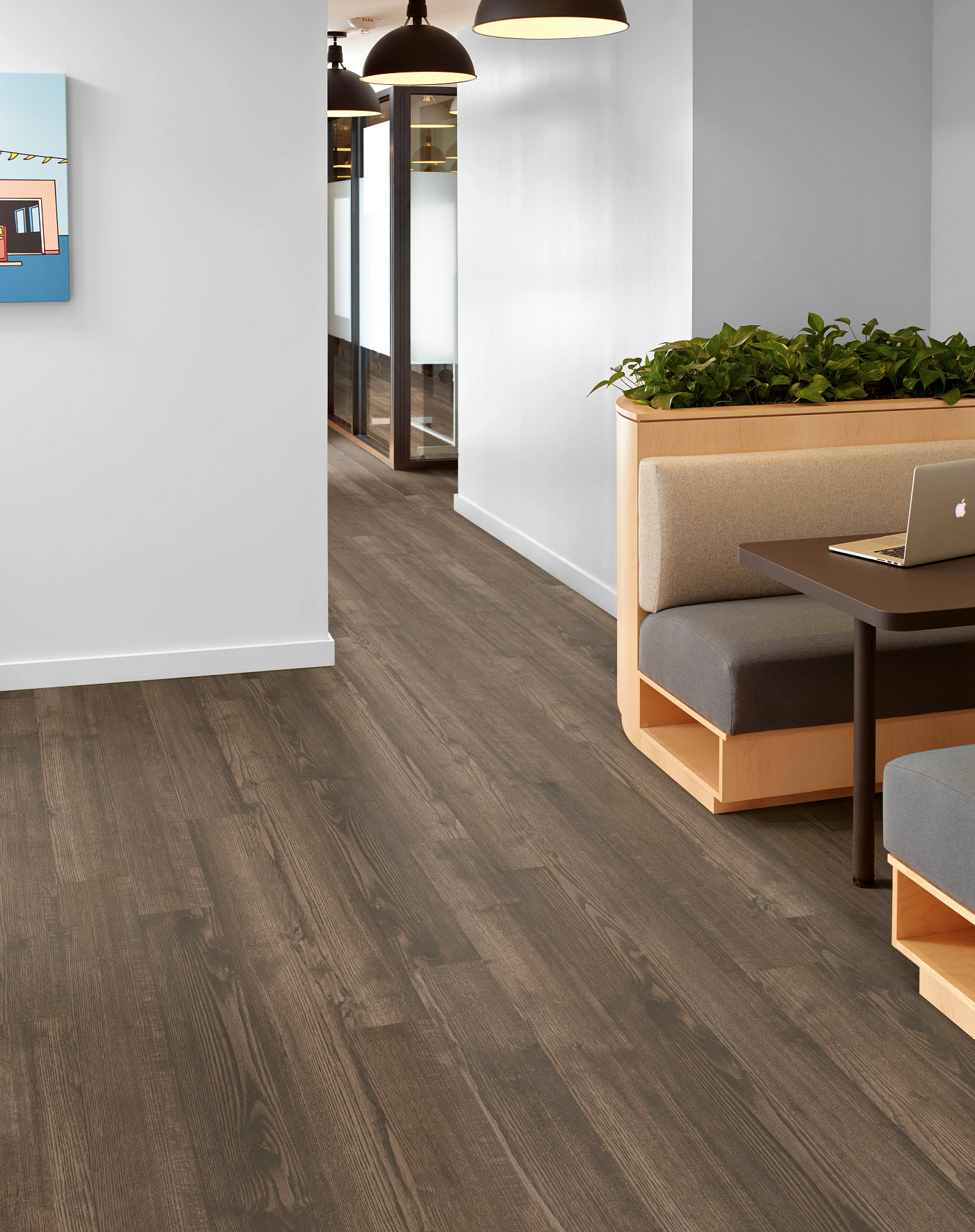 Sweetgum flooring, shown in a room