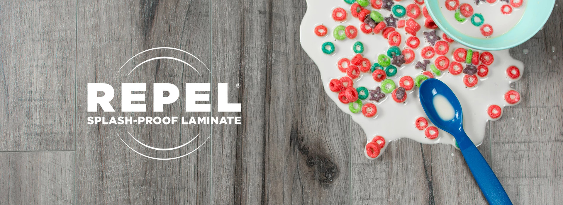 spilled cereal on a laminate floor