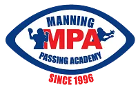 Manning Passing Academy logo with red MPA letters, football player silhouettes, and ‘Since 1996’ text.