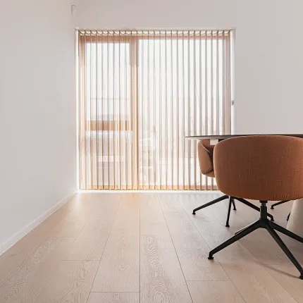 Contemporary wood look vinyl flooring for elegant interiors Modern dining room with wood look vinyl flooring and stylish chairs
