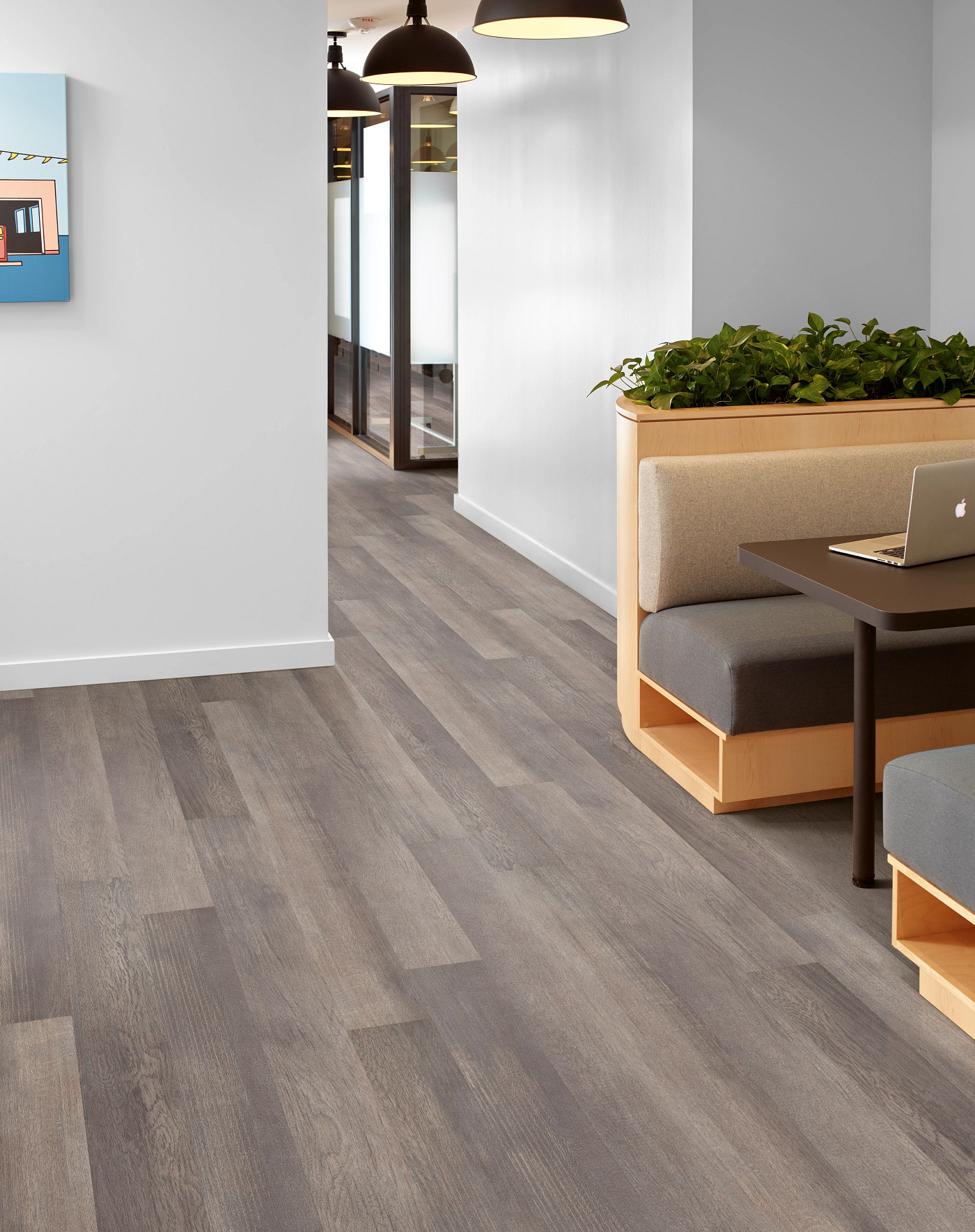 Medium Greige Faviken flooring, shown in a room
