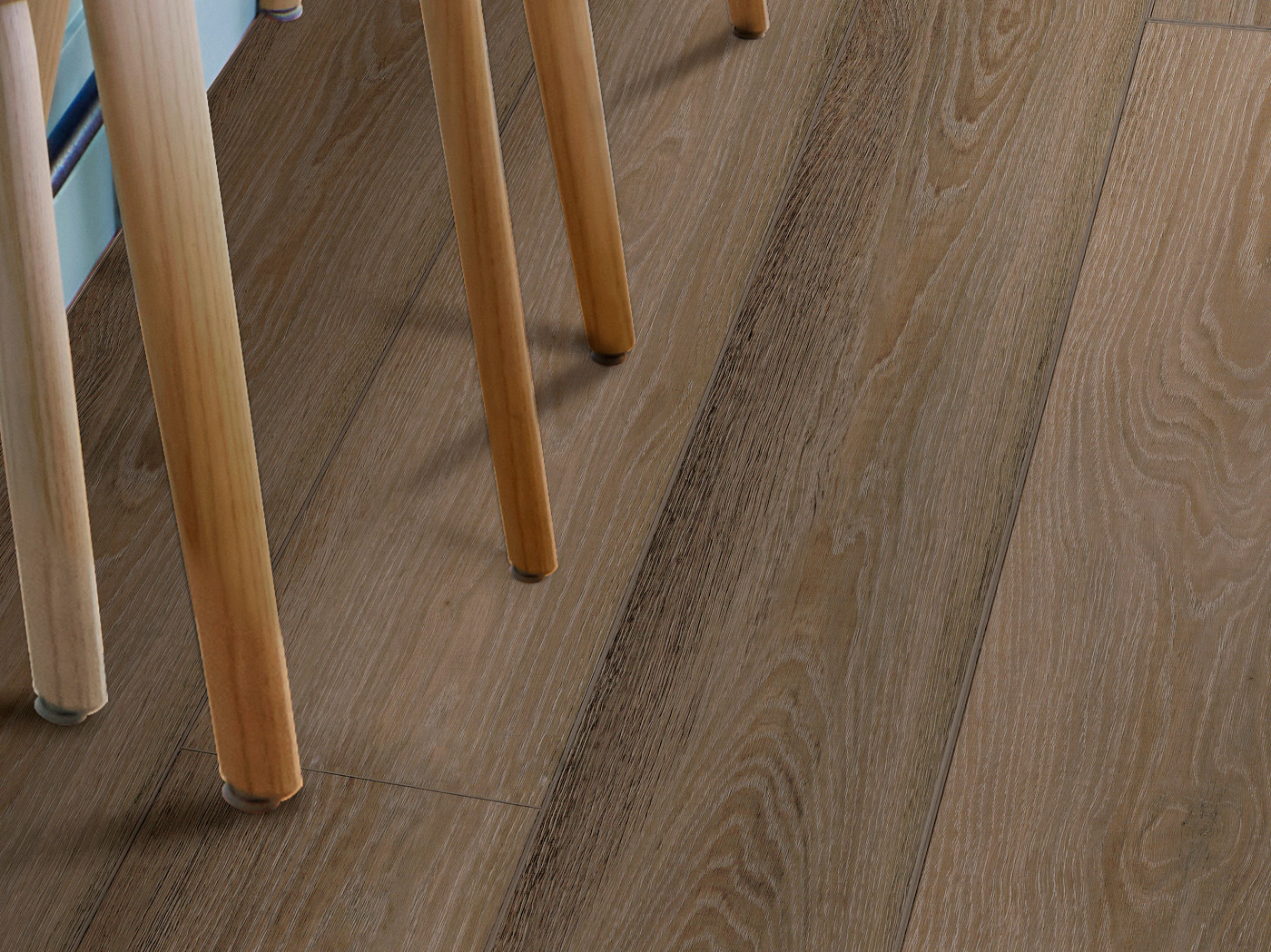Espresso flooring, shown in a room