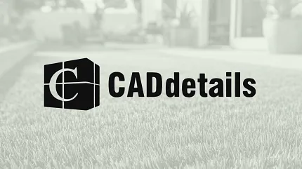 CADdetails branding with synthetic turf backdrop CADdetails logo on artificial grass background