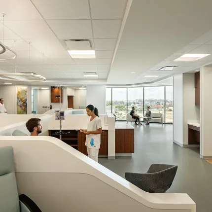 Healthcare Facility with Commercial Flooring Design Modern healthcare facility with sleek design and commercial flooring