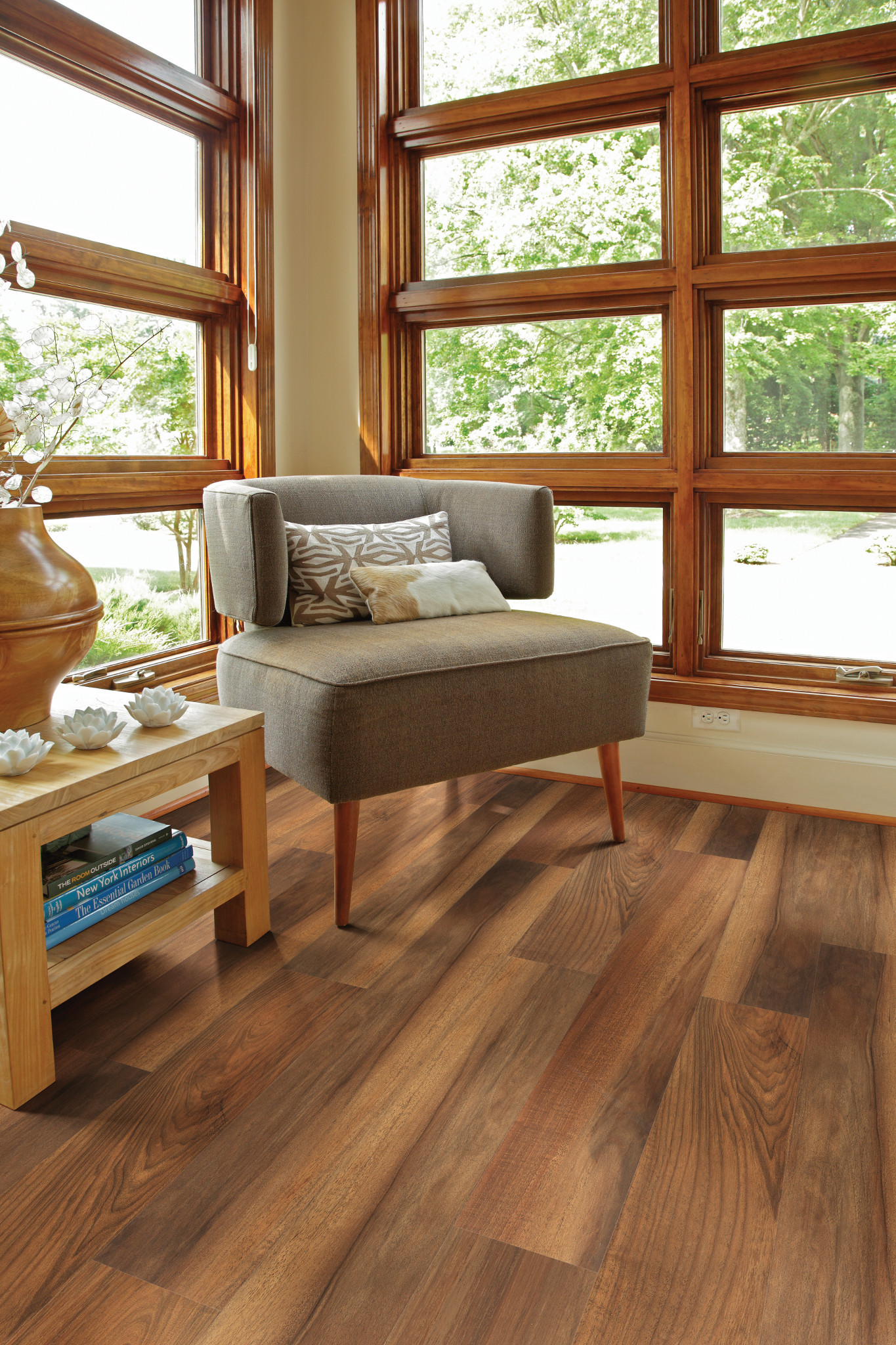 Amber Oak flooring, shown in a room