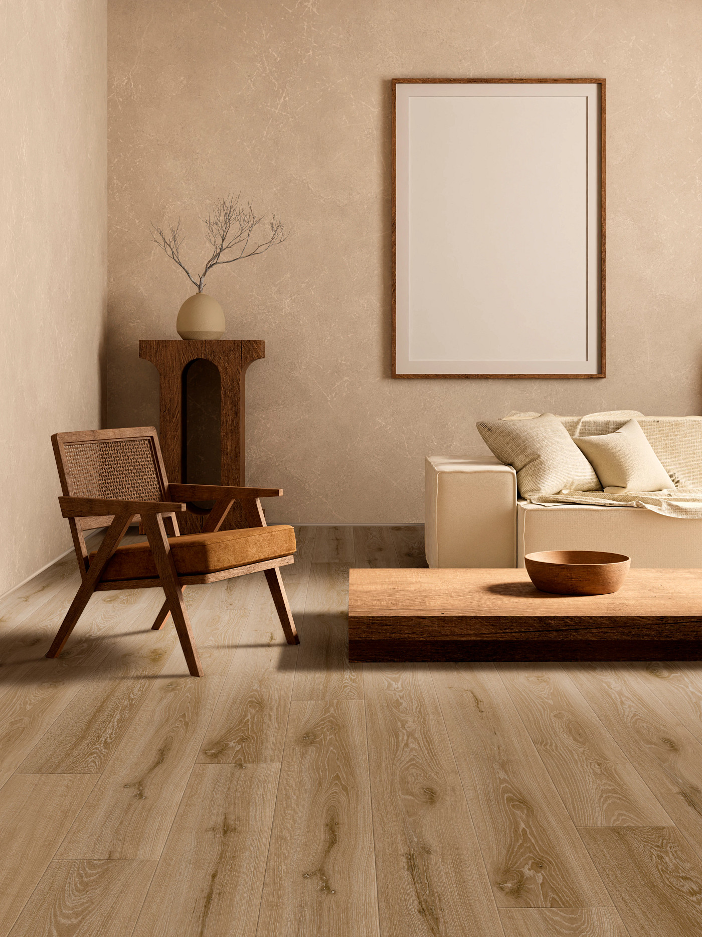 Truffle Brown Oak flooring, shown in a room