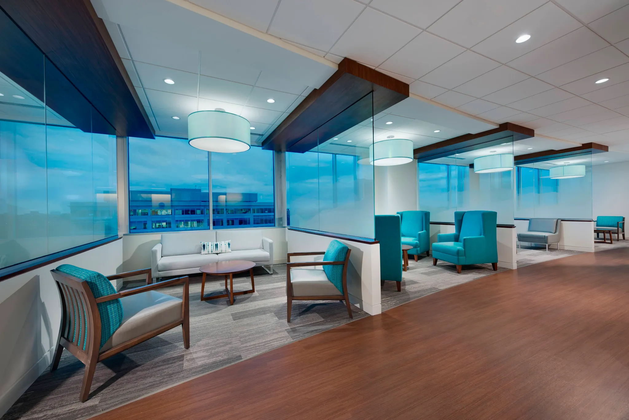 Shady grove healthcare facility showcasing Bark 64720 flooring from the Grain and Pigment Collection