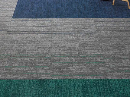 Contemporary Office with Commercial Carpet Tiles in Blue, Gray, and Green Establish in Clear and Convene in Vivid Link + Clear Link