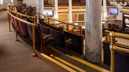 Luxurious broadloom carpet for government interiors Broadloom carpet in a government facility with ornate architecture