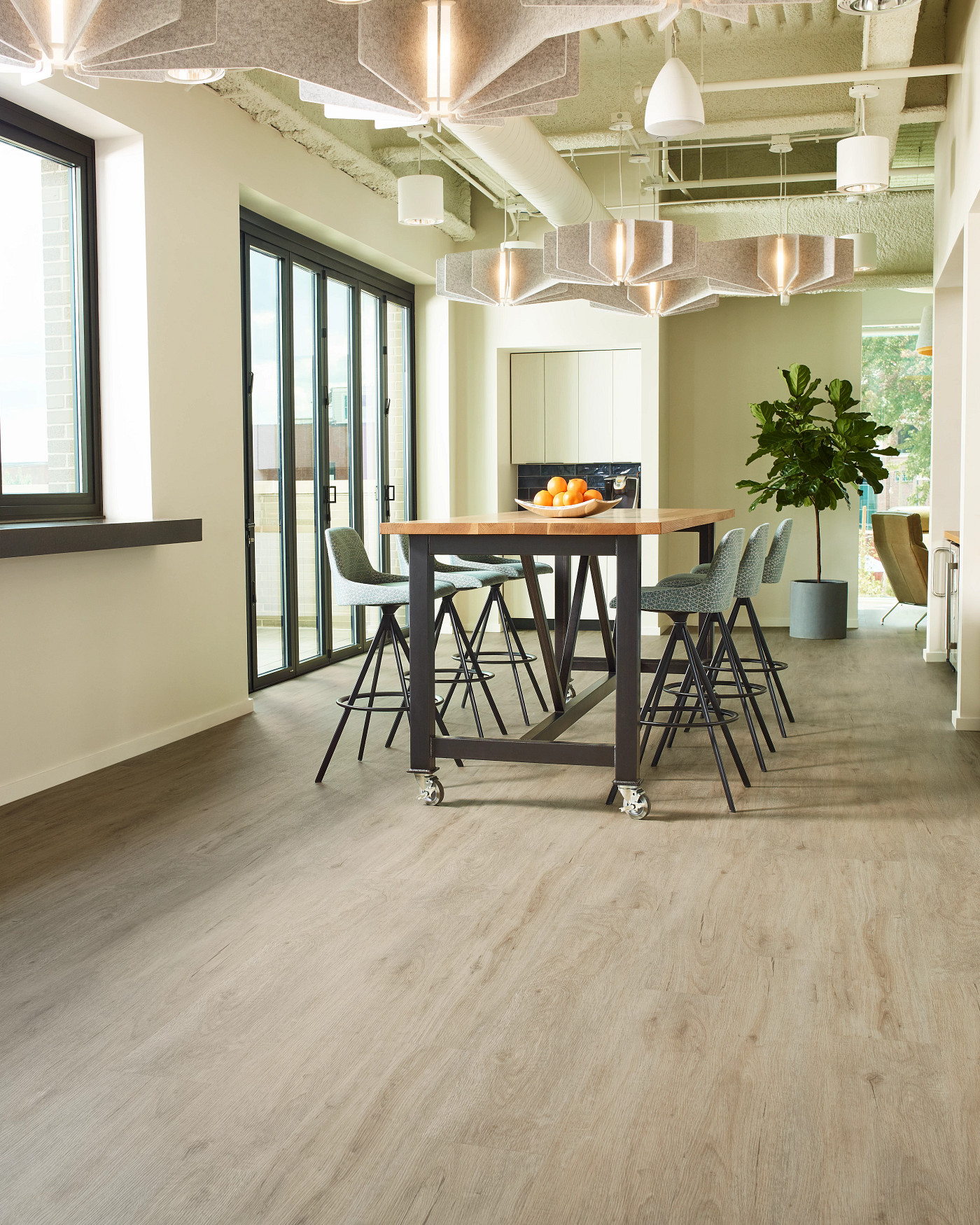 Mission flooring, shown in a room