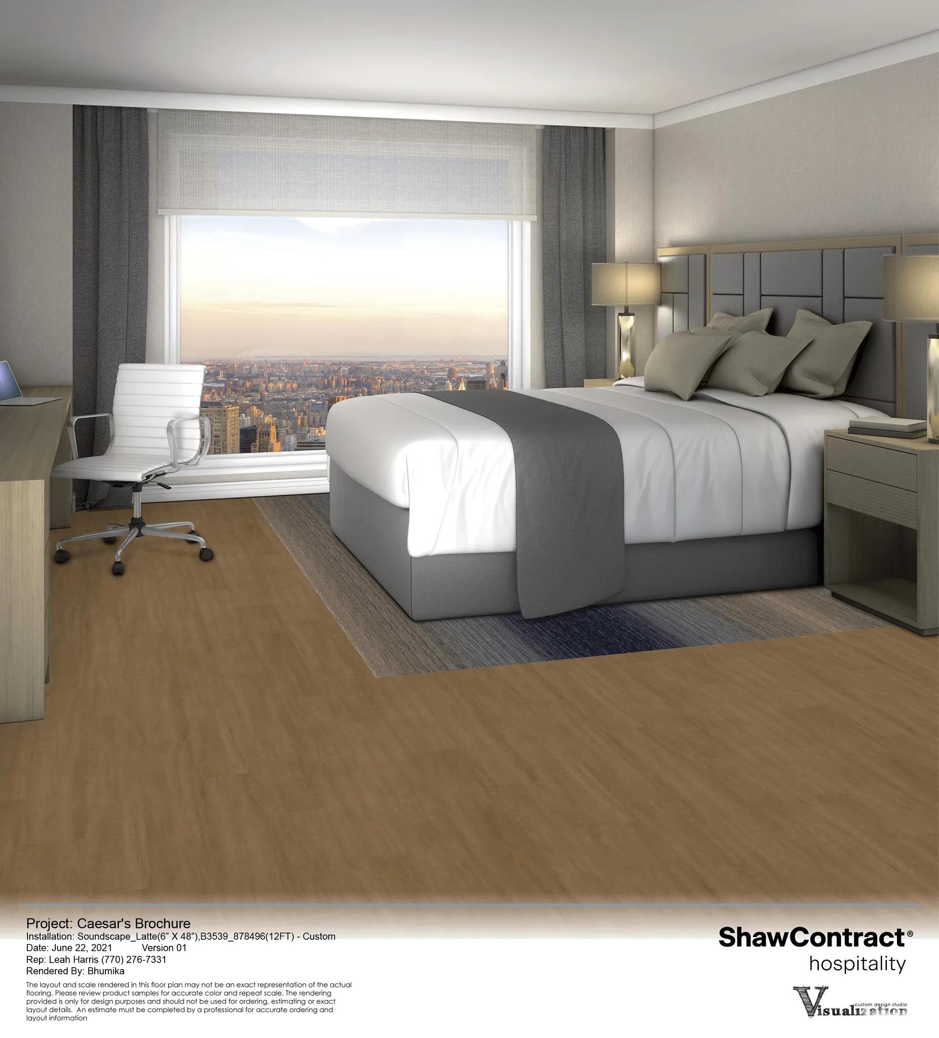 Modern hotel room with Soundscape Latte flooring