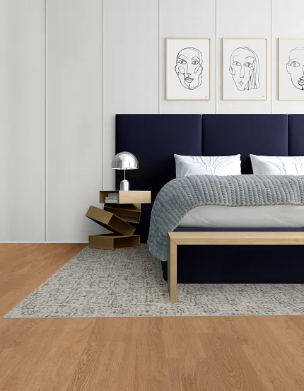 Light Commercial Luxury Vinyl Tile Flooring in Modern Bedroom - 48x5.96 inch