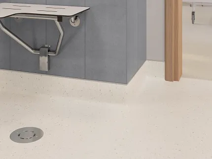 Healthcare Facility with Commercial Slip-Resistant Sheet Vinyl Flooring - 65.62x6.56 ft Traction Aqua in Dash