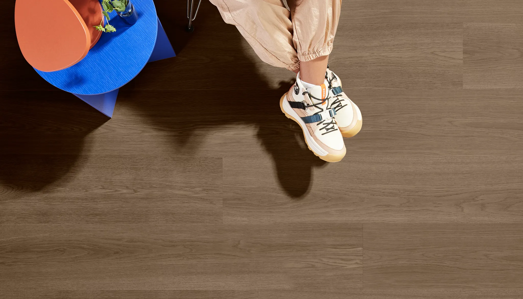 Heavy commercial PVC-free EcoWorx resilient flooring in a creative workspace