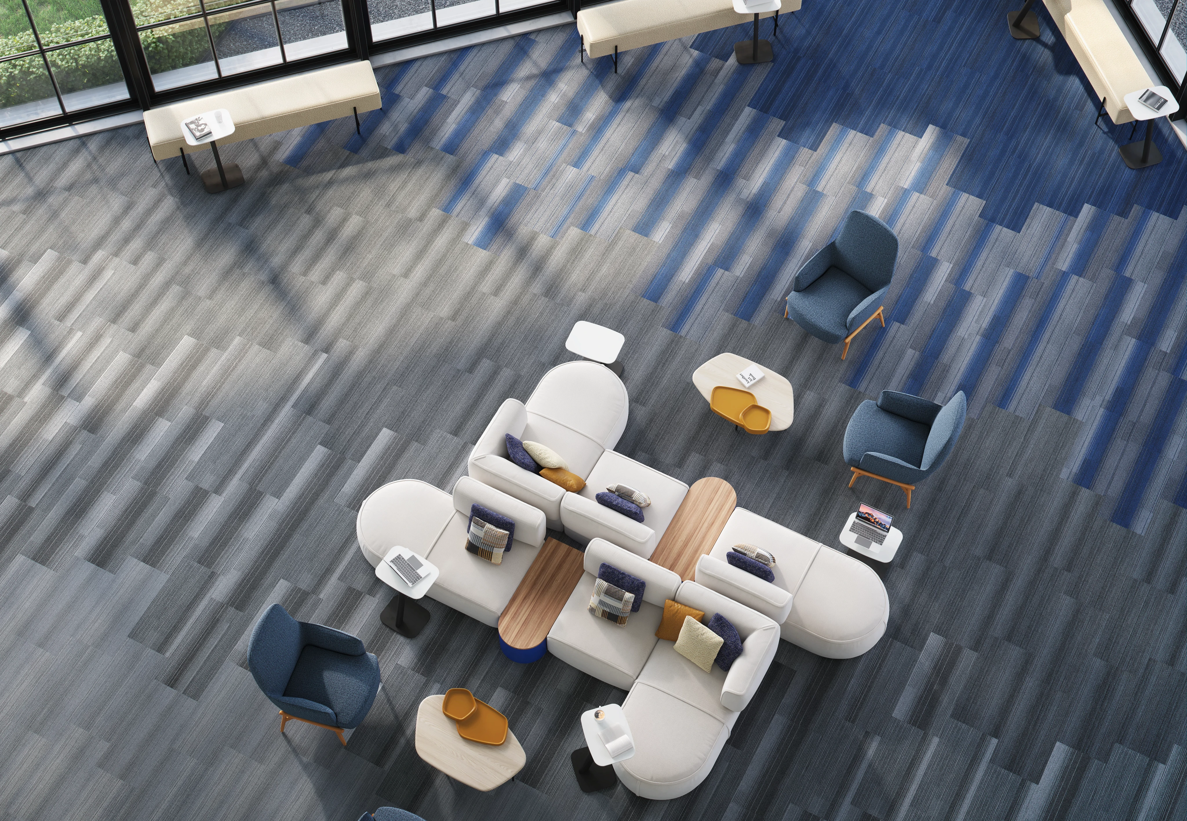 Chromatone in Taupe Silver + Charcoal + Indigo Charcoal and Saturate in Silver + Charcoal + Indigo 