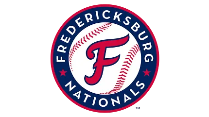 Fredericksburg Nationals Baseball Team Logo Fredericksburg Nationals logo featuring a red "F" and baseball design