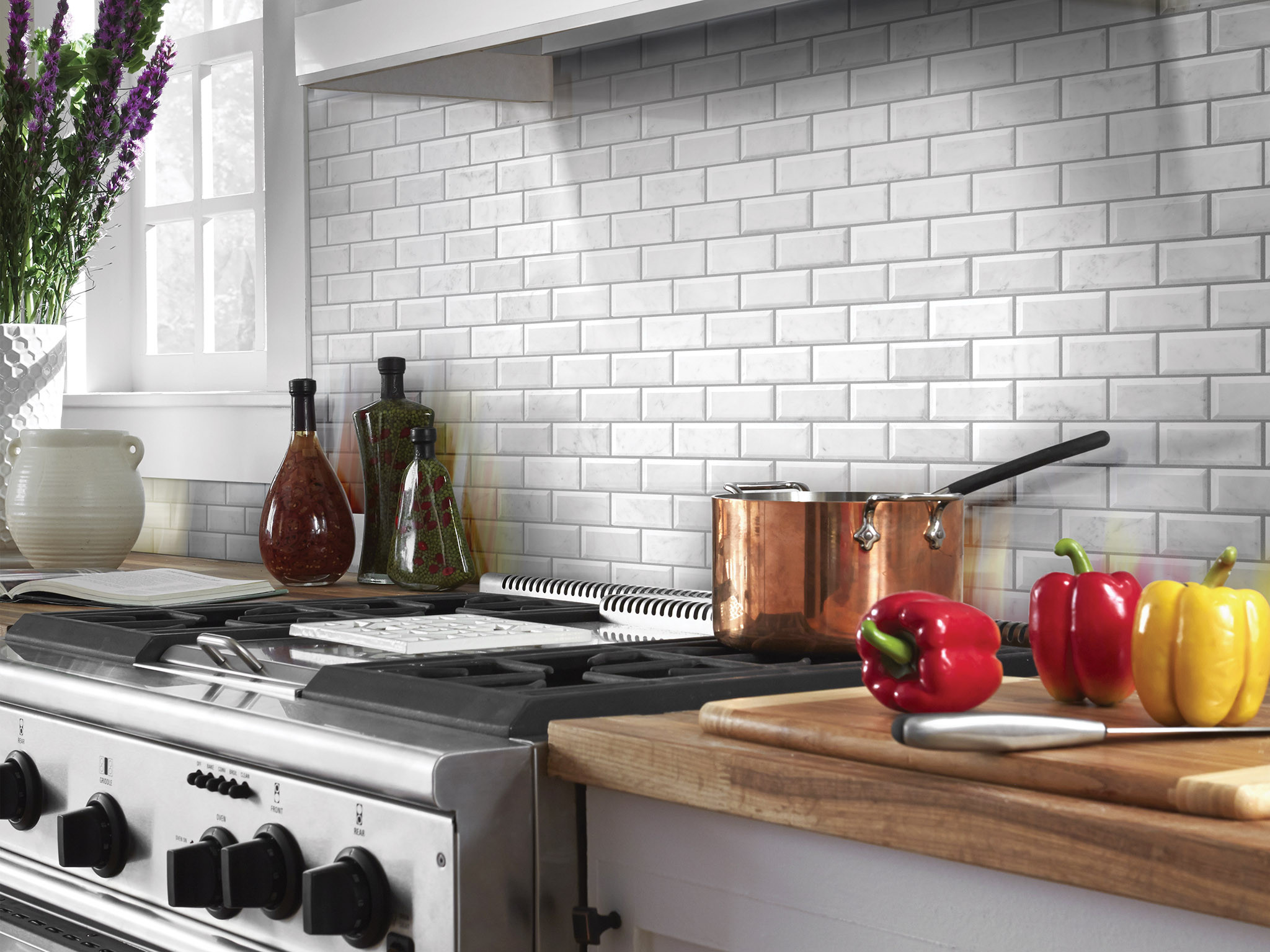CHATEAU 2X4 BEVELED EDGE MOSAIC BIANCO CARRARA ROOM