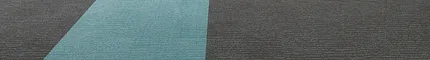 Contemporary office interior with teal and dark gray commercial carpet tile flooring Gravel II in Path + Lichen