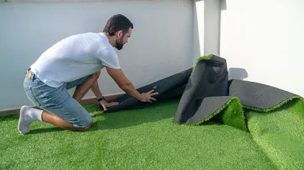 Easy-to-install synthetic turf for outdoor spaces Installation of artificial grass on outdoor surface