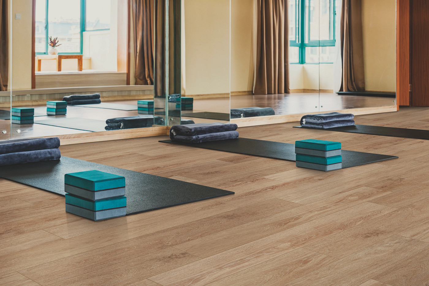 Lyric Oak flooring, shown in a room