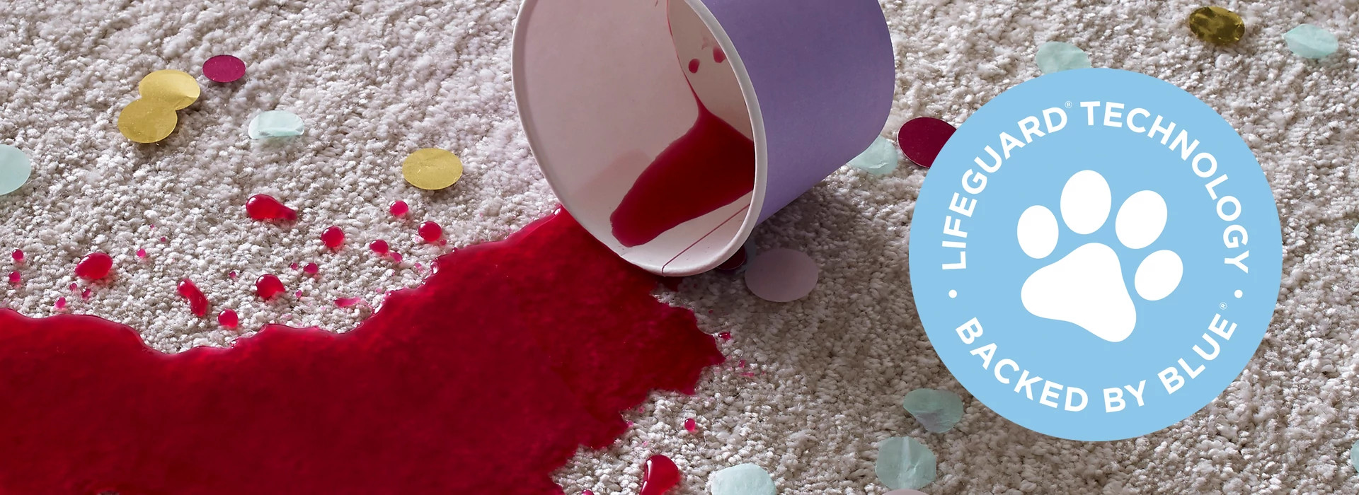 Spilled melted ice cream on a white carpet