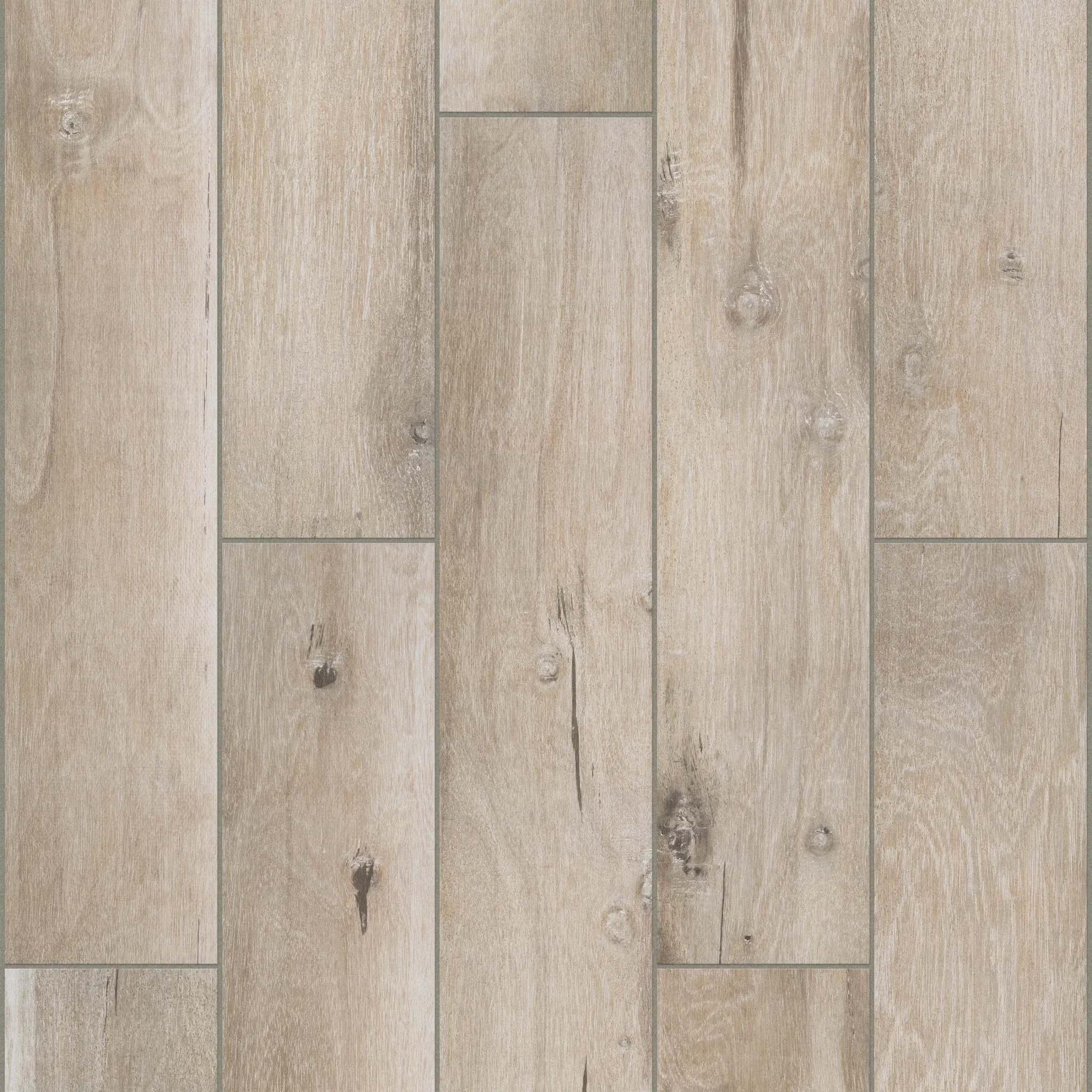 Light oak wood-look tile flooring with natural grain patterns