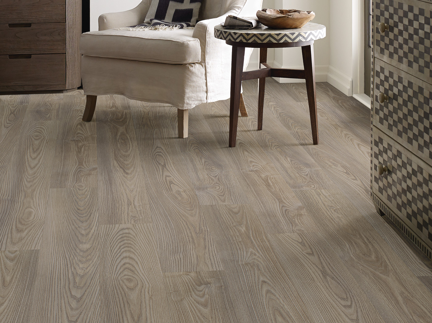Grey Chestnut flooring, shown in a room