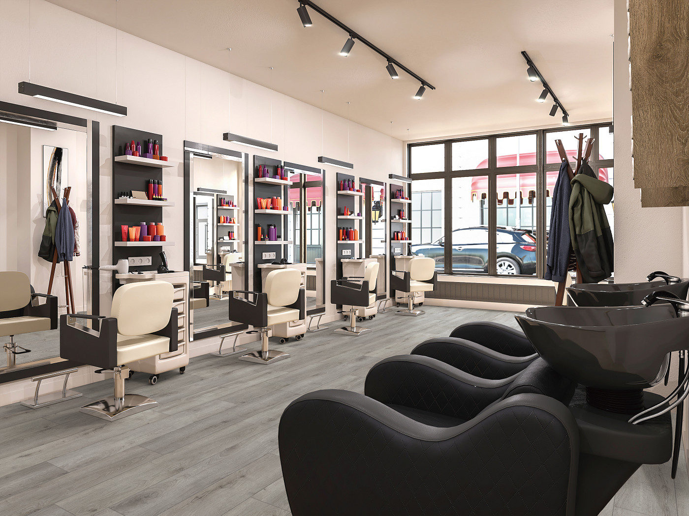 Tempest Grey flooring, shown in a room