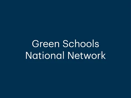 Green Schools National Network Logo Green Schools National Network logo on a dark blue background