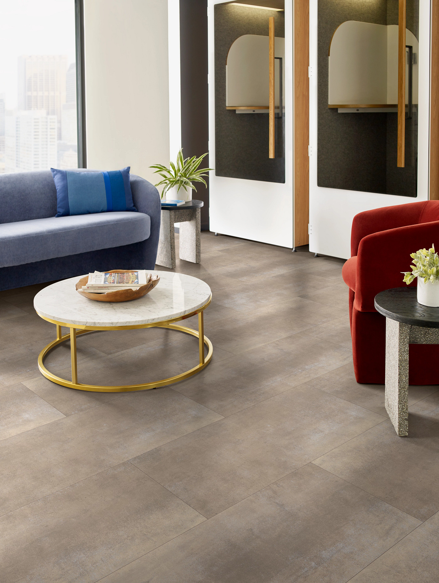 Galvanize flooring, shown in a room