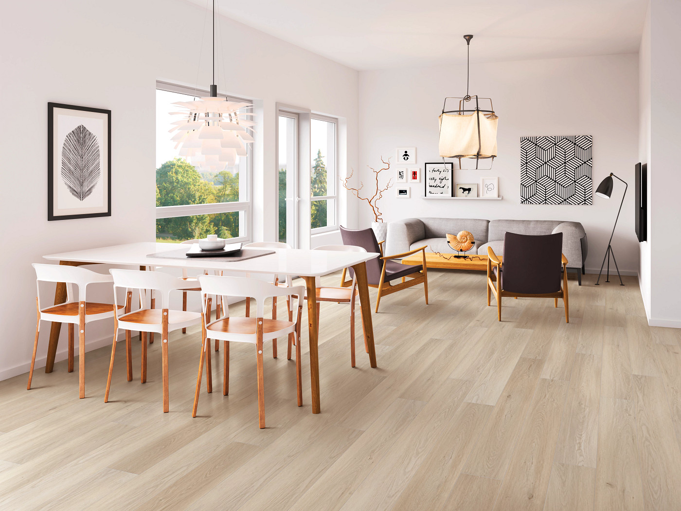 Kent Oak flooring, shown in a room