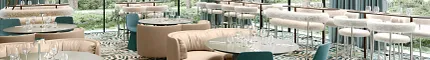 Hospitality Facility with Geometric Patterned Carpet and Modern Decor AXF81295