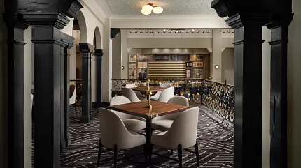 Hospitality Interior with Stylish Commercial Carpet Flooring Elegant hospitality setting with modern furniture and patterned commercial carpet flooring