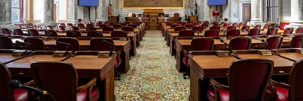 Luxurious carpet flooring in a grand government setting Ornate government facility with intricate carpet flooring