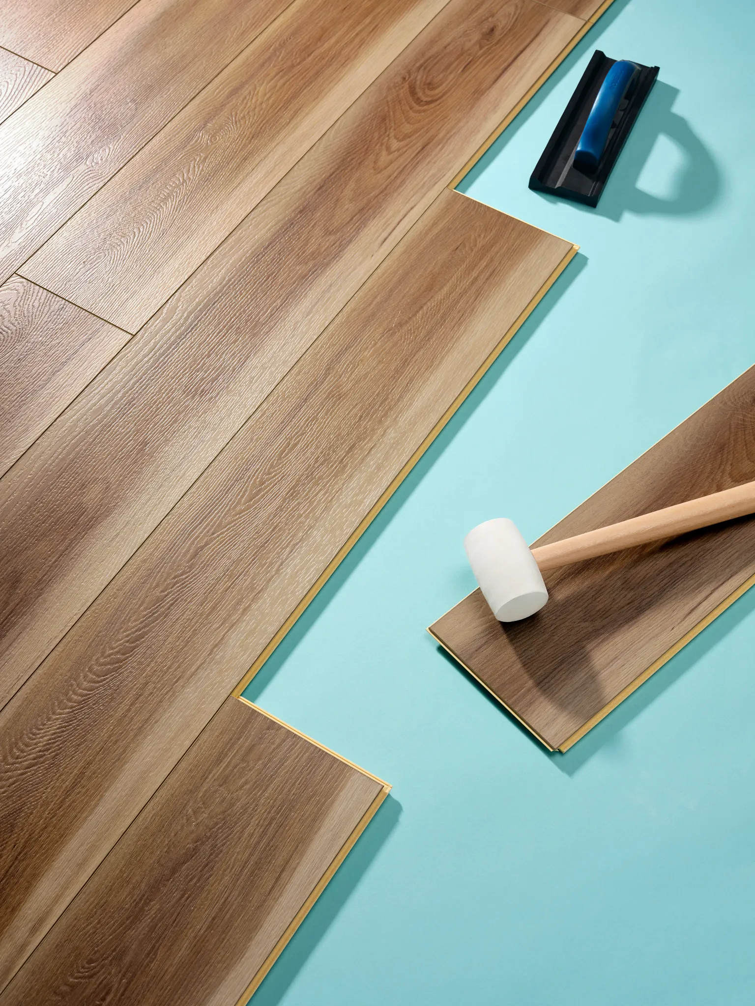Coretec Residential WPC vinyl flooring installation with wood look