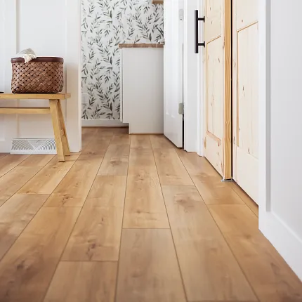 Wood Look Luxury Vinyl Plank Flooring in Modern Hallway Modern hallway with wood look luxury vinyl plank flooring