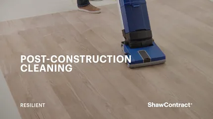 Durable flooring maintenance by ShawContract Resilient flooring being cleaned post-construction